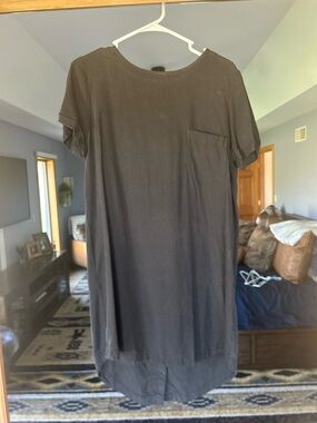 cloth & stone Black Short Sleeve Tee Dress with Chest Pocket